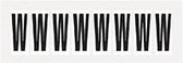 Letter stickers alfabet - 20 kaarten - zwart wit teksthoogte 50 mm Letter W