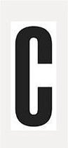 Letter stickers alfabet - 20 kaarten - zwart wit teksthoogte 150 mm Letter C
