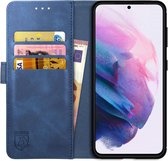 Rosso Element Book Case Wallet Hoesje Geschikt voor Samsung Galaxy S21 Plus | Portemonnee | 3 Pasjes | Magneetsluiting | Stand Functie | Blauw