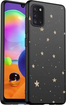 iMoshion Hoesje Geschikt voor Samsung Galaxy A31 Hoesje Siliconen - iMoshion Design hoesje - Zwart / Meerkleurig / Goud / Stars Gold