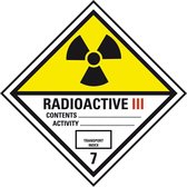 ADR klasse 7 radioactief 3 bord - aluminium 300 x 300 mm