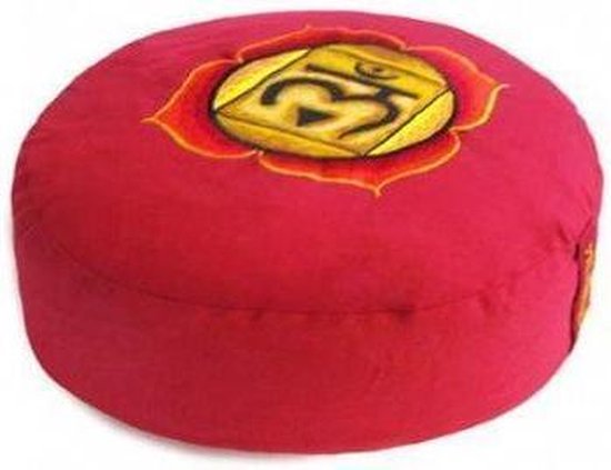 Meditatiekussen 1e chakra geborduurd - 33x17 - Boekweit - Katoen - Rood van Yogi & Yogini — afbeelding 2