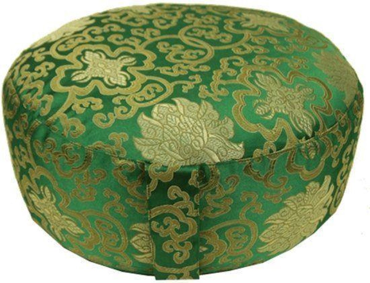 Meditatiekussen groen lotus patroon (33x17 cm)