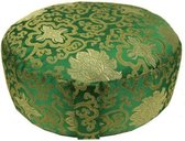 Meditatiekussen groen lotus patroon - 33x17 - Boekweit - Katoen - Groen - Goud