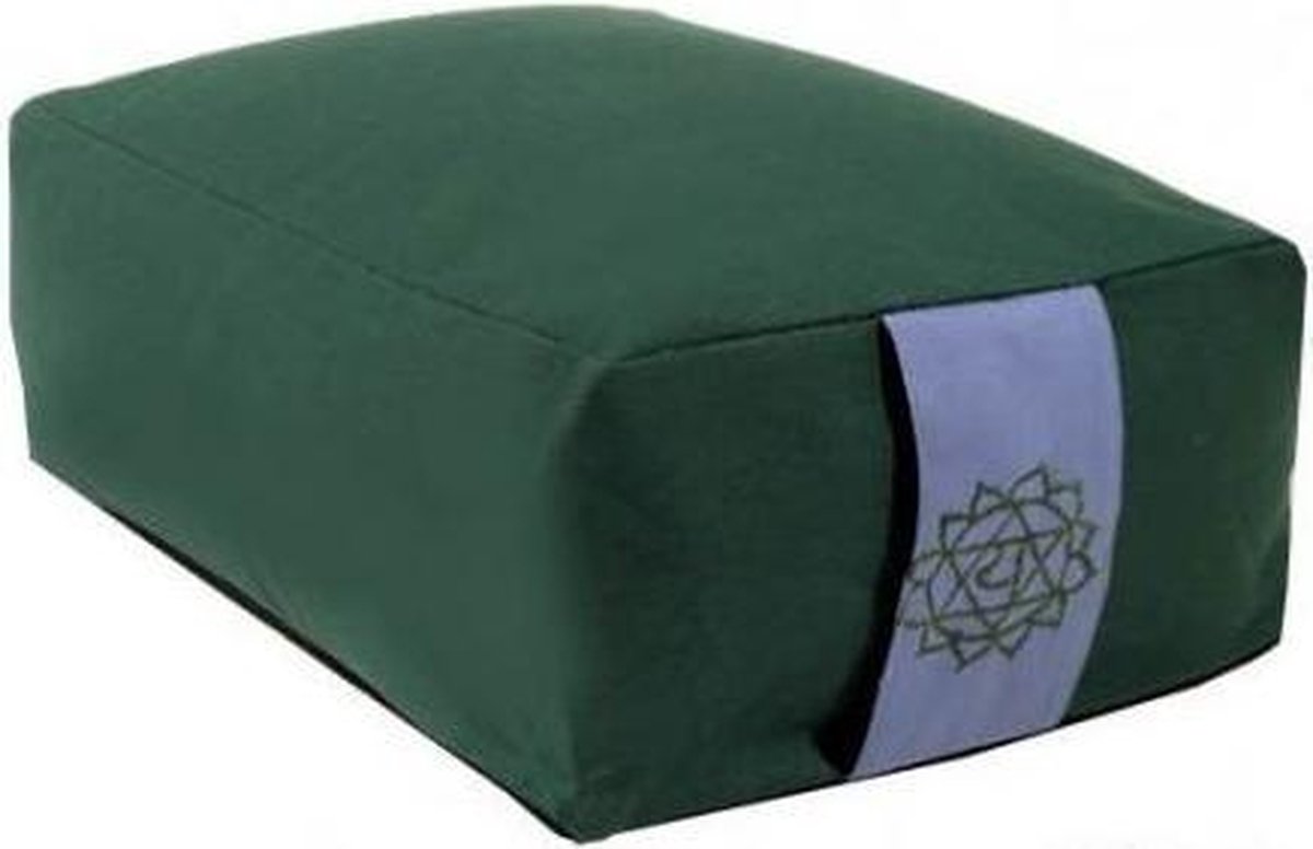 Meditatiekussen/bolster groen 4e chakra (38x28x15 cm)