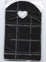Traktatie zakjes 20x13cm (150 stuks) - zwart met zilveren streep / cadeautasjes / kleine plastic tasjes