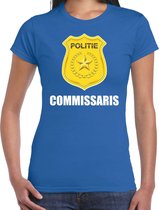 Commissaris politie embleem carnaval t-shirt blauw voor dames L