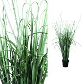 PTMD Leaves Plant Kunstgras - H135 x Ø18 cm - Plastic pot - Groen