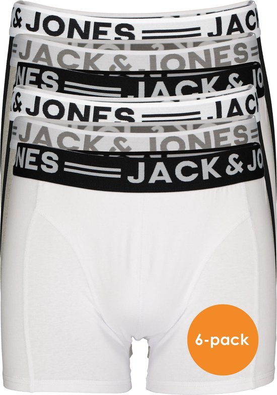 Boxers homme Jack & Jones Sense (pack de 6) - noir - blanc - gris - Taille: L