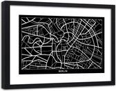 Foto in frame , Plattegrond Berlijn , 120x80cm , Zwart wit , wanddecoratie