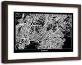 Foto in frame , Plattegrond Athene  , 120x80cm , Zwart wit , wanddecoratie