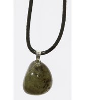 leren ketting met labradoriet druppelhanger