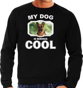 Duitse herder honden trui / sweater my dog is serious cool zwart - heren - Duitse herders liefhebber cadeau sweaters S