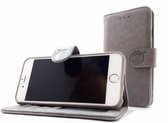 Apple iPhone 12 - Étui portefeuille en cuir gris Vintage - Étui portefeuille en cuir Intérieur coloré en TPU - Étui livre - Étui à rabat - Boek - Étui de protection à 360º