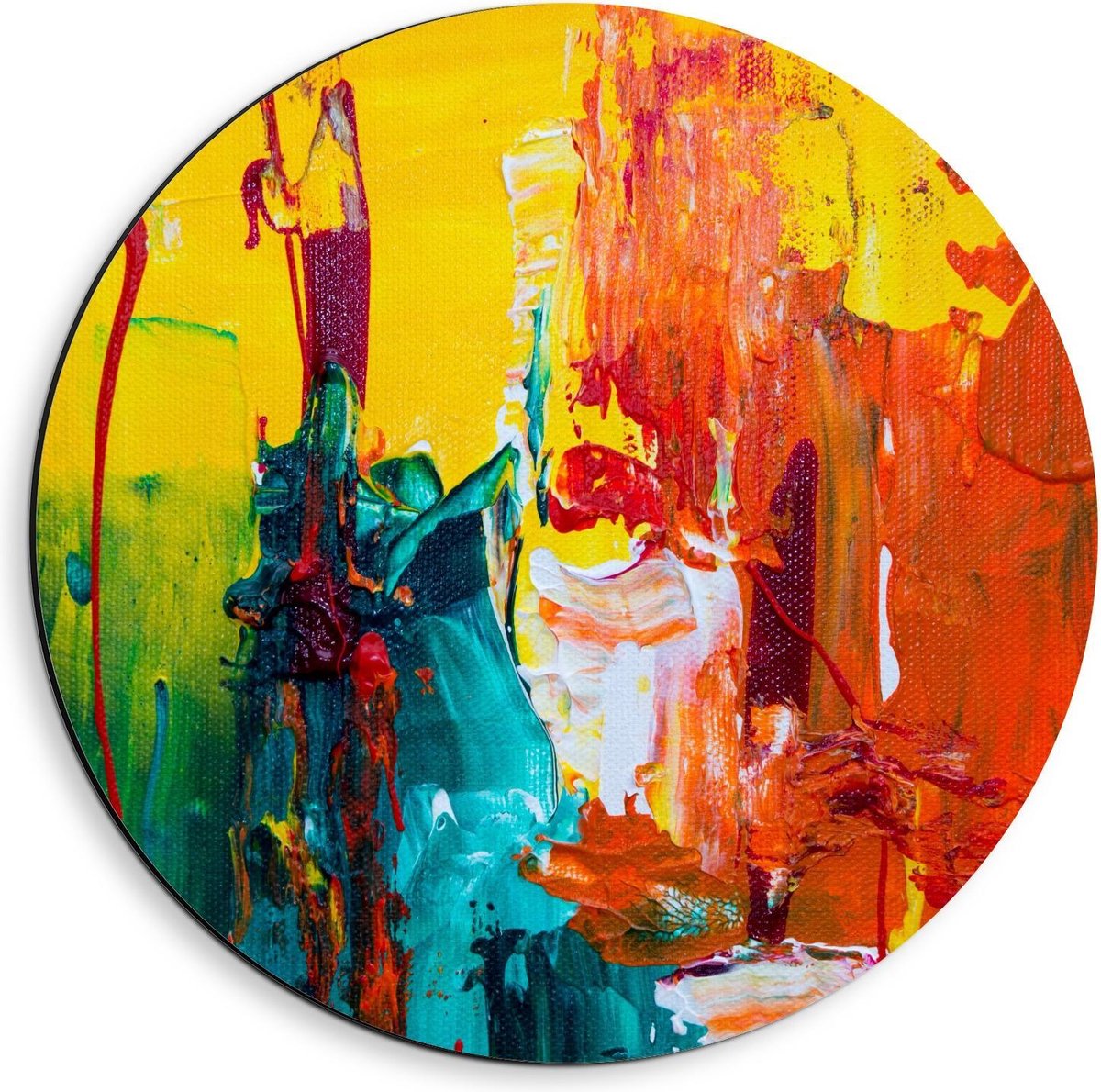 Dibond Wandcirkel - Gekleurde Verf - 40x40cm Foto op Aluminium Wandcirkel (met ophangsysteem)