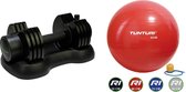 Tunturi - Fitness Set - Verstelbare Dumbbellset 12,5 kg  - Gymball Rood 65 cm