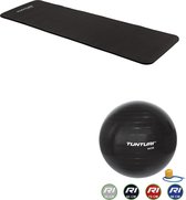 Tunturi - Fitness Set - Fitnessmat 180 x 60 x 1,5 cm - Gymball Zwart 65 cm