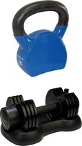 Tunturi - Fitness Set - Verstelbare Dumbbellset 12,5 kg - Kettlebell 12 kg