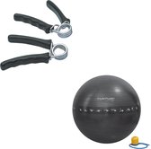 Tunturi - Fitness Set - Knijphalters 2 stuks - Gymball Zwart met Anti Burst 65 cm
