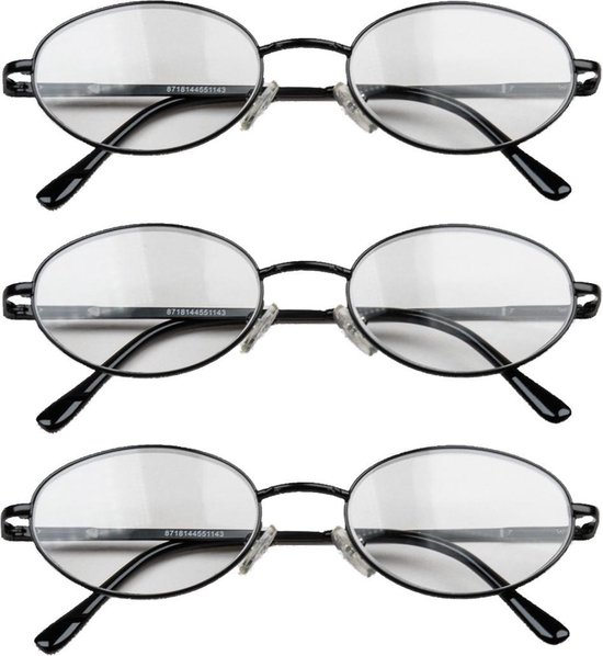 Leesbrillen zwart metaal x 3 bol.com