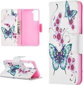 Samsung Galaxy S21 Portemonnee Hoesje met Vlinder Print