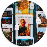 Dibond Wandcirkel - Amsterdam Kaarten - 20x20cm Foto op Aluminium Wandcirkel (met ophangsysteem)