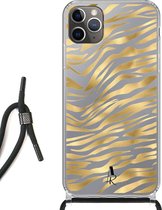iPhone 11 Pro Max hoesje met koord - Zebraprint Goud