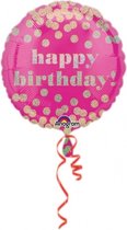 Anagram Folieballon Happy Birthday 43 Cm Roze/goud