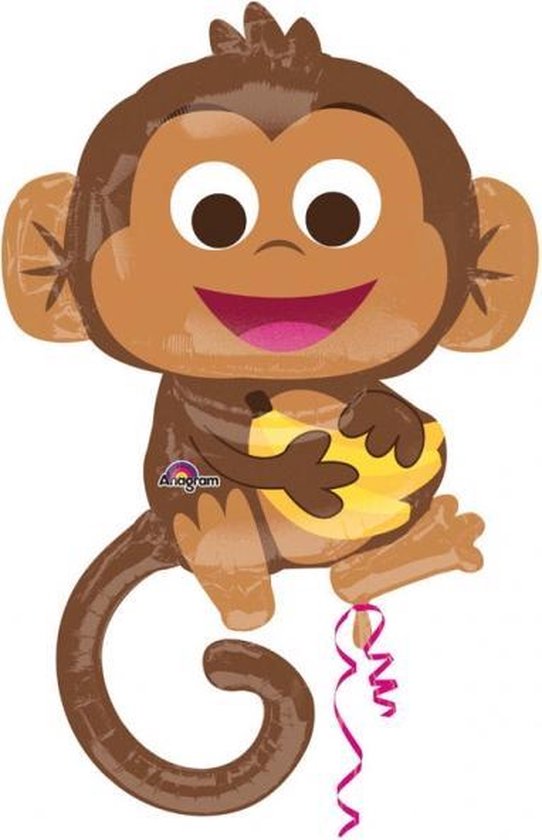 Anagram Folieballon Happy Monkey 63 X 91 Cm Bruin