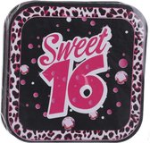 onderzetters Sweet Sixteen 10 cm karton zwart/roze 8 stuks