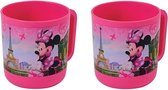 2x stuks kunststof Minnie Mouse Eiffeltoren bekers 350 ml voor kinderen - Kunststof drinkbekers voor kinderen