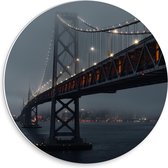 Forex Wandcirkel - Oakland Bay Bridge - San Francisco - 30x30cm Foto op Wandcirkel (met ophangsysteem)