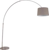 Steinhauer - Sparkled Light - booglamp met grijze linnen drum kap - staal