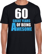 60 Great years of being awesome cadeau t-shirt zwart voor heren - 60 jaar verjaardag kado shirt / outfit 2XL