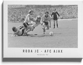 Walljar - Poster Ajax met lijst - Voetbal - Amsterdam - Eredivisie - Zwart wit - Roda JC - AFC Ajax '82 - 40 x 60 cm - Zwart wit poster met lijst