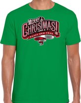 Merry Christmas Kerstshirt / Kerst t-shirt groen voor heren - Kerstkleding / Christmas outfit L