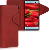 kalibri telefoonhoesje voor Sony Xperia XA2 - Hoesje met pasjeshouder en standaard - donkerrood - Wallet case