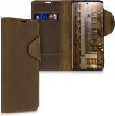 kalibri telefoonhoesje voor Samsung Galaxy S20 - Hoesje met pasjeshouder en standaard - bruin - Wallet case