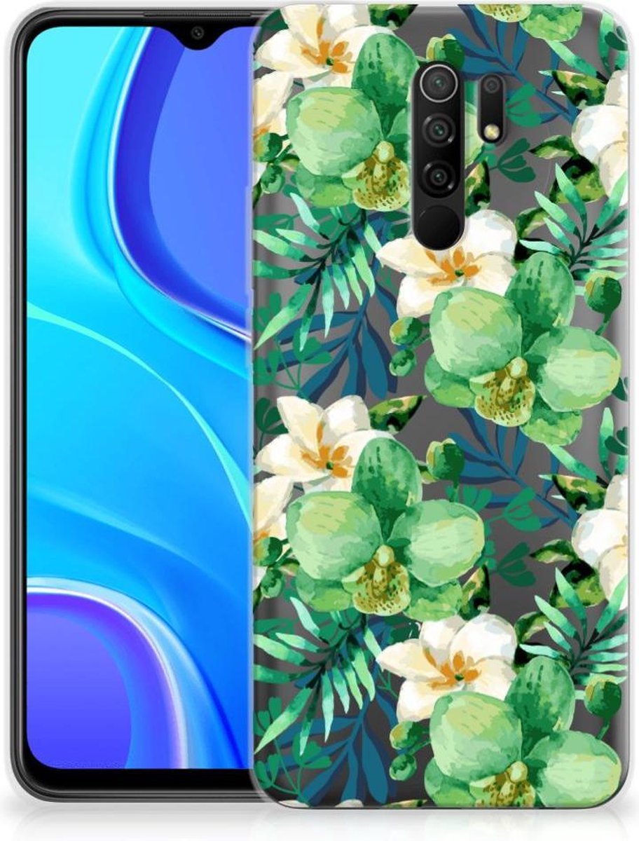 Xiaomi Redmi 9 TPU Case Orchidee Groen