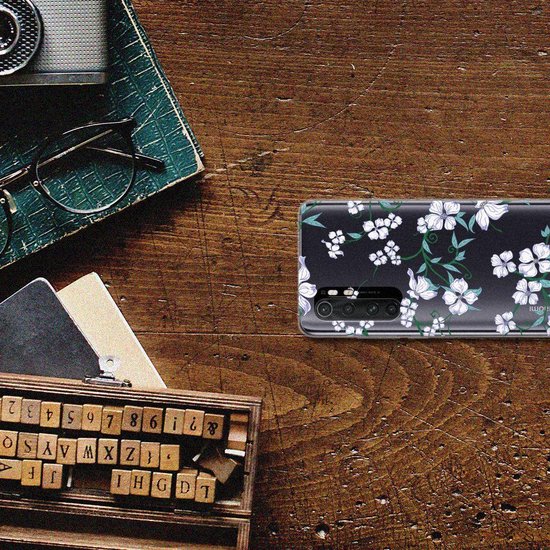 Bumper Housse Etui pour Xiaomi Mi Note 10 Lite Coque Téléphone Fleur Blanche