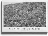 Walljar - Poster Ajax met lijst - Voetbalteam - Amsterdam - Eredivisie - Zwart wit - AFC Ajax - Real Zaragoza '87 - 20 x 30 cm - Zwart wit poster met lijst