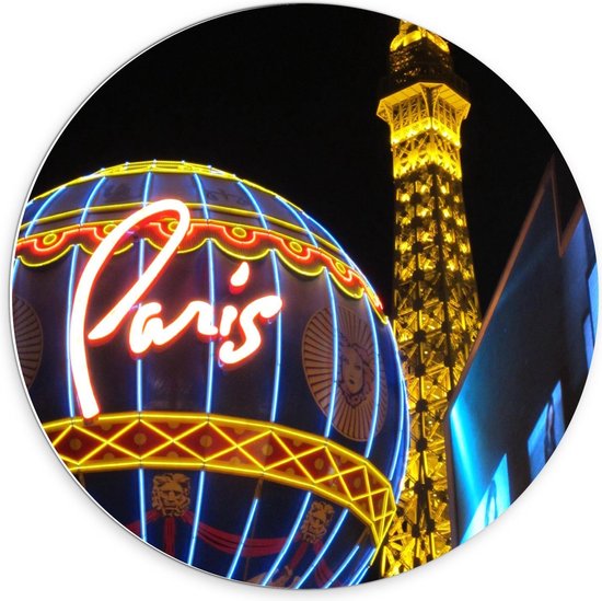 Forex Wandcirkel - Paris Las Vegas Hotel - Foto op Wandcirkel (met ophangsysteem)