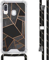 iMoshion Design hoesje met koord voor de Samsung Galaxy A40 - Grafisch Koper - Zwart / Goud