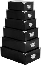 Five® Opbergdozen zwart 6 stuks   - Zwart - Stapelbaar & Met deksel