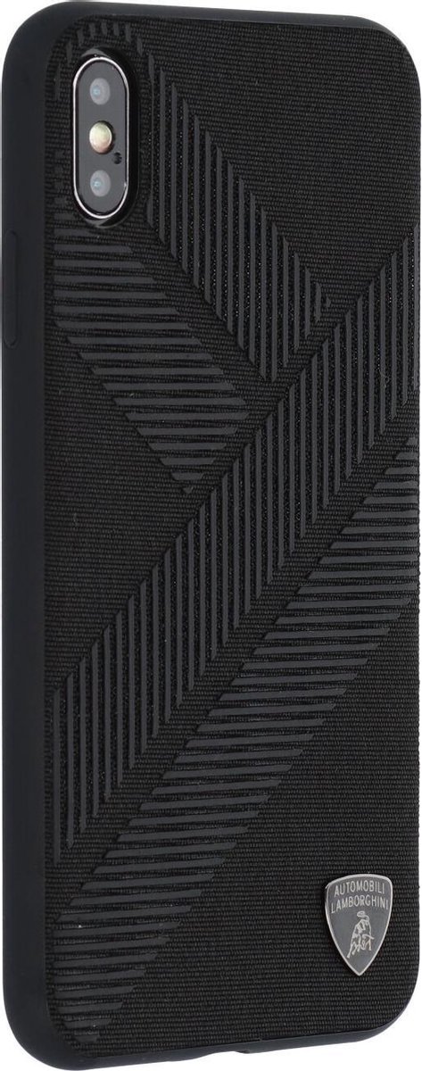 Zwart hoesje van Lamborghini - Backcover - Structure - iPhone Xs Max - Silicone