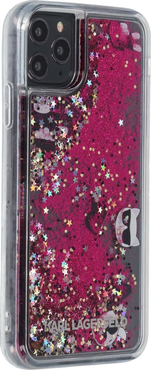 Rose Gold hoesje van Karl Lagerfeld - Backcover - Glitter - iPhone 11 Pro Max - Floating charms - KLHCN65ROPI