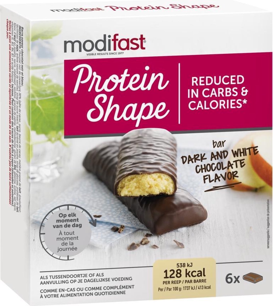 Modifast Protein Shape - Reep Pure & Witte Chocolade - 6 stuks - Eiwitreep