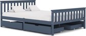 vidaXL Bedframe met 4 lades massief grenenhout grijs 140x200 cm