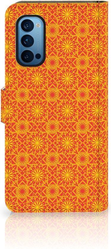 PU Premium Housse pour OPPO Reno 4 Pro 5G Portefeuille Batik Orange
