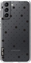 Casetastic Samsung Galaxy S21 4G/5G Hoesje - Softcover Hoesje met Design - Pin Points Polka Black Transparent Print